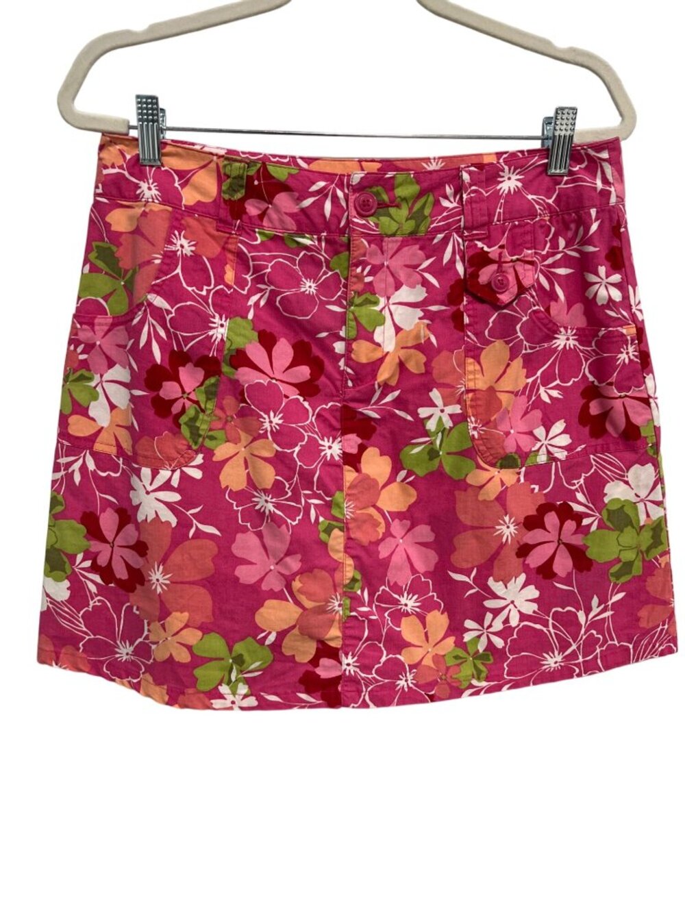 Y2K White Stag Skort Size 8 Floral Stretch Pink Multicolor Travel Bohemian Retro